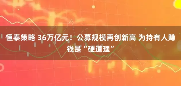 恒泰策略 36万亿元！公募规模再创新高 为持有人赚钱是“硬道理”